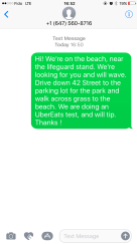 Our text to UberEats driver.